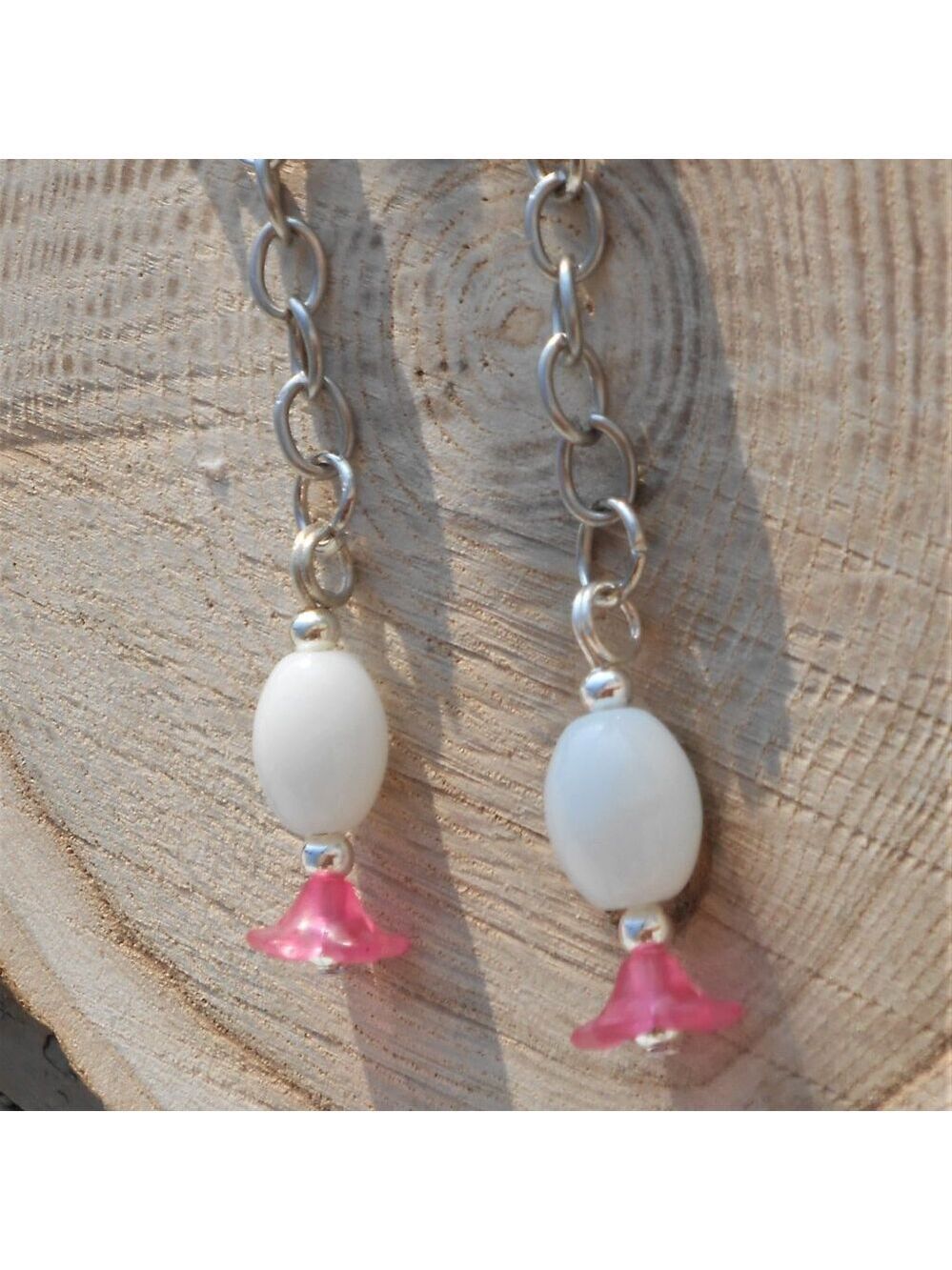 No 431 Handmade earrings with flowers and ceramic beads
